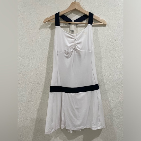 Wilson White Tennis Dress with Black Waistband Womens Tea Lawn Dress XS - Picture 2 of 7